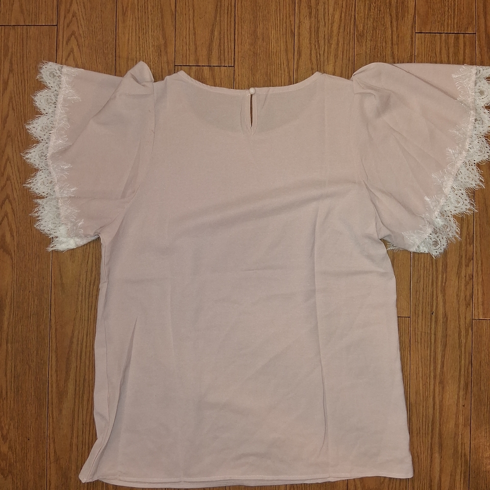Elegant Lace Trim Pink Top